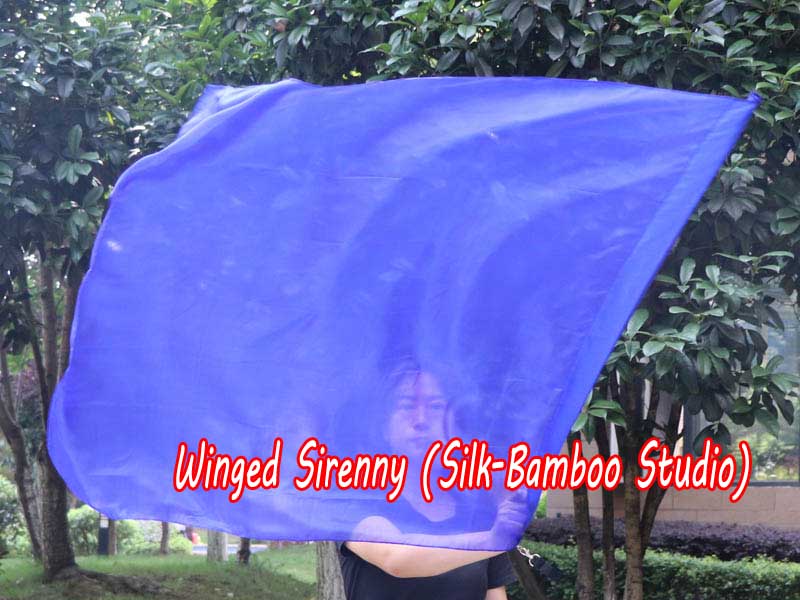 spinning silk flag poi 103cm (40") for Worship & Praise, blue
