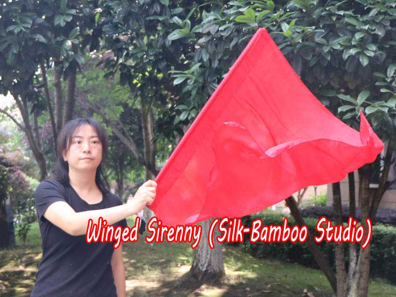 spinning silk flag poi 103cm (40") for Worship & Praise, red