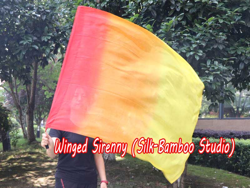 spinning silk flag poi 103cm (40") for Worship & Praise, Fire