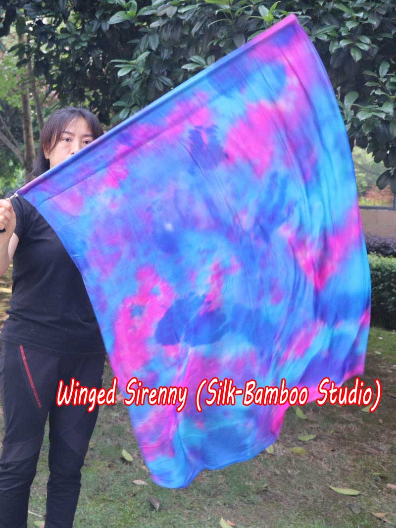 spinning silk flag poi 103cm (40") for Worship & Praise, Mermaid Dream
