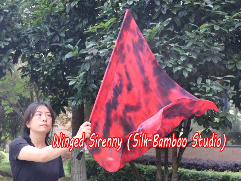 spinning silk flag poi 103cm (40") for Worship & Praise, Lava