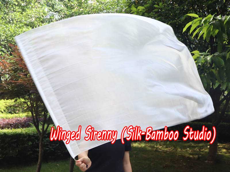 spinning silk flag poi 103cm (40") for Worship & Praise, white