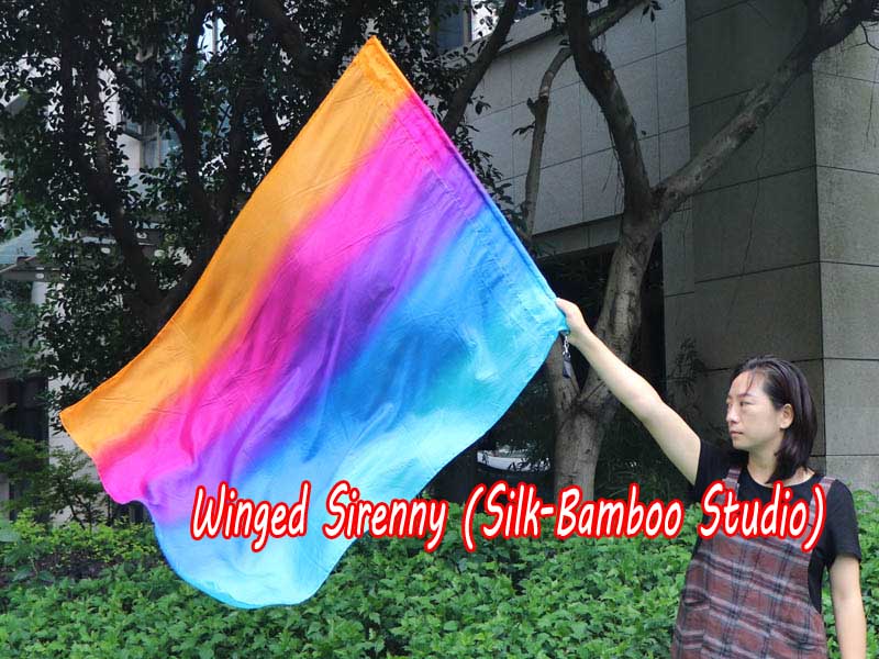 spinning silk flag poi 129cm (51") for Worship & Praise, long side Iridescence