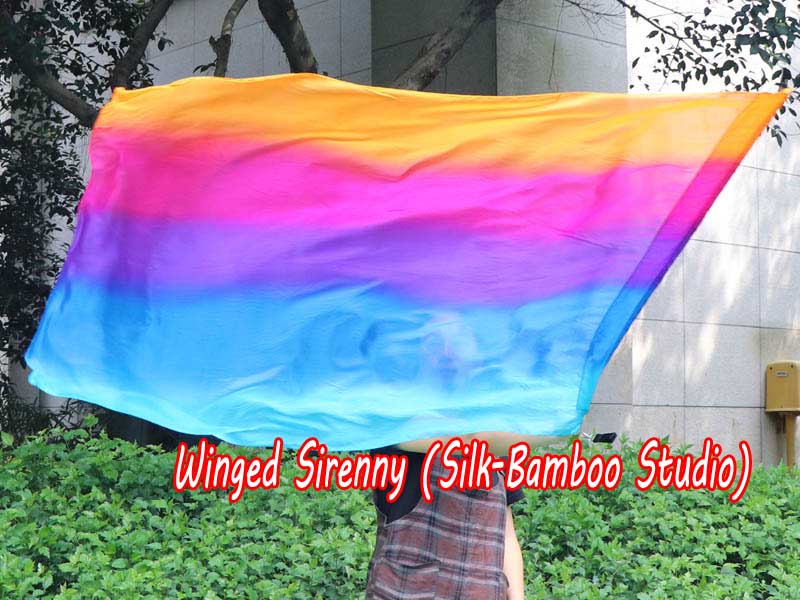 spinning silk flag poi 129cm (51") for Worship & Praise, long side Iridescence