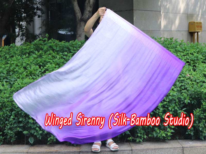 spinning silk flag poi 129cm (51") for Worship & Praise, long side purple fading