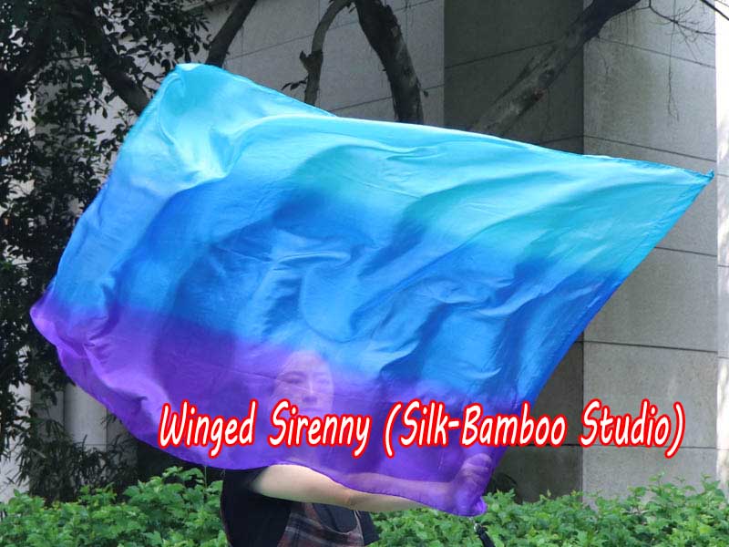 spinning silk flag poi 129cm (51") for Worship & Praise, long side Mystery