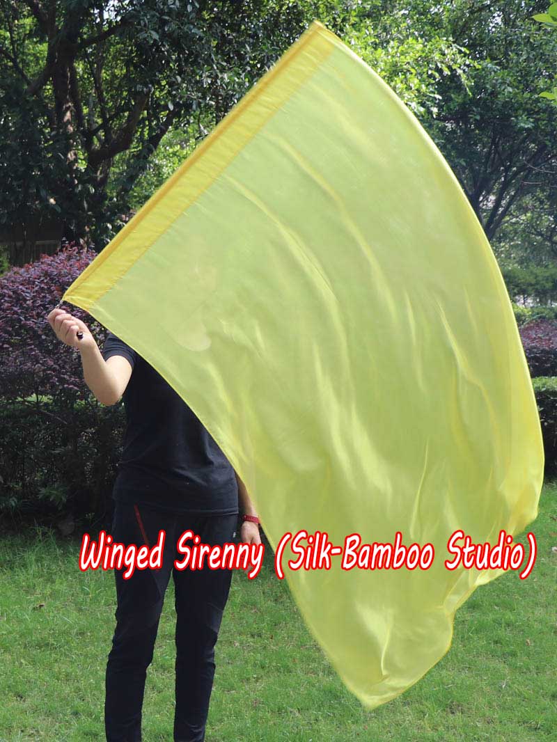 spinning silk flag poi 129cm (51") for Worship & Praise, yellow