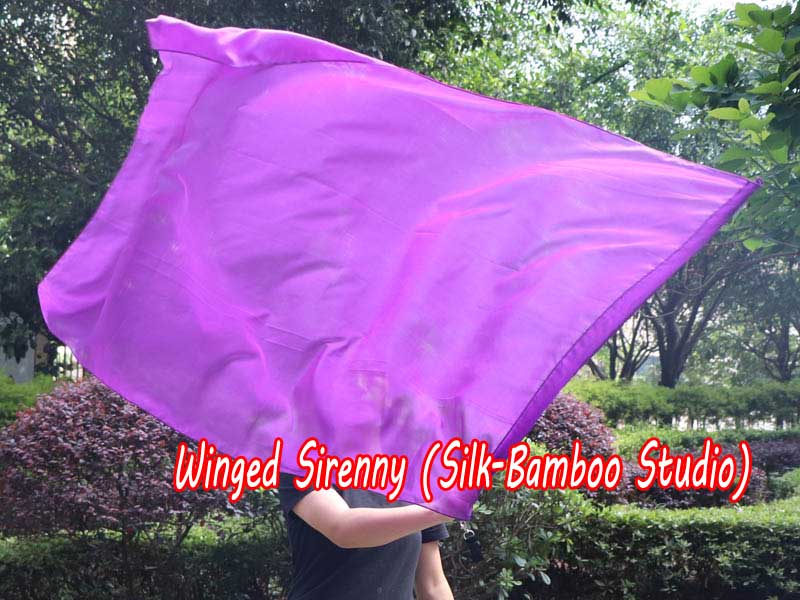 spinning silk flag poi 129cm (51") for Worship & Praise, purple