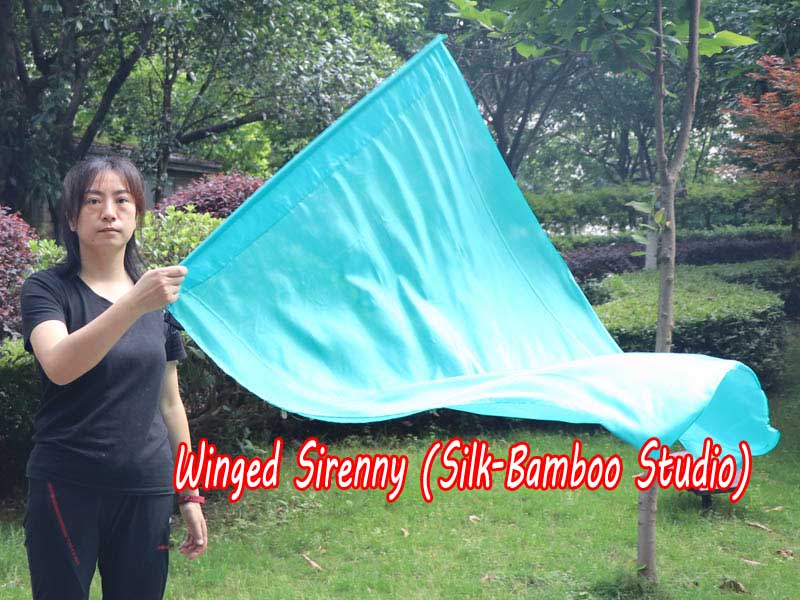 spinning silk flag poi 129cm (51") for Worship & Praise, aqua