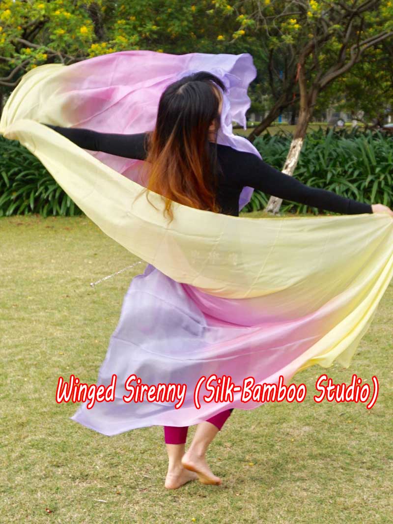 pale (purple-pink-yellow) 5 Mommes pastel belly dance silk veil 