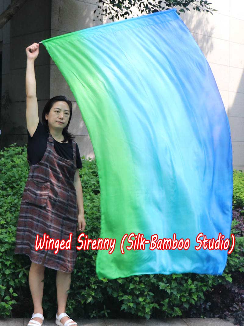 Spinning silk flag poi 174cm (68") for Worship & Praise, long side Adventure