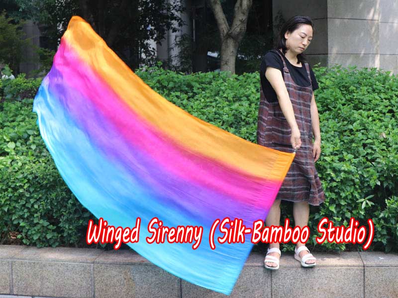 Spinning silk flag poi 174cm (68") for Worship & Praise, long side Iridescence