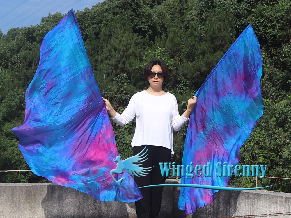 1 pair 180 cm (71") half circle prophetic angel wing silk flags, Mermaid