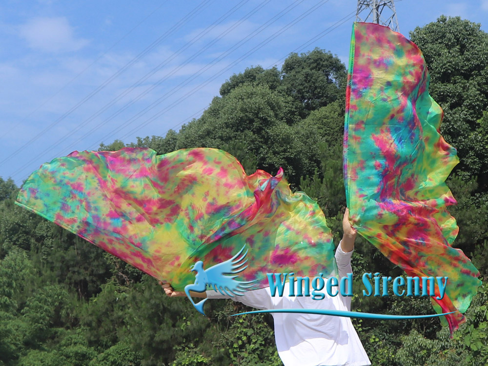 1 pair 180 cm (71") half circle prophetic angel wing silk flags, Spring