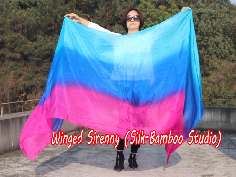 1 piece turquoise-blue-pink 5 Mommes colorful belly dance silk veil 