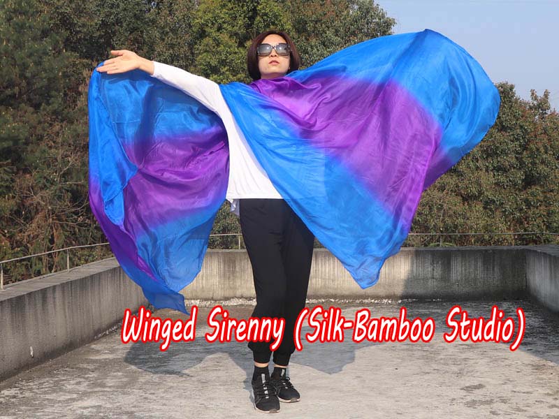 1 piece blue-purple-blue 5 Mommes colorful belly dance silk veil 