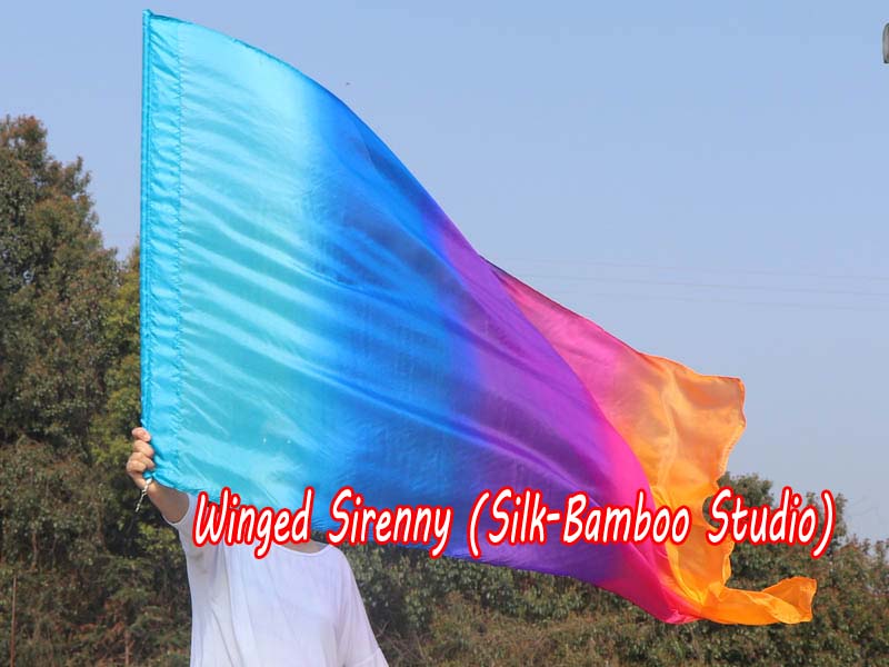 Spinning silk flag poi 174cm (68") for Worship & Praise, Iridescence