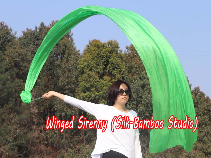 1 piece 4m (4.4 yards) green worship silk throw streamer