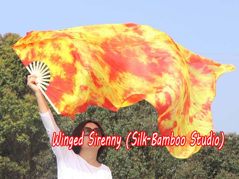 1.5m (59") tie-dye belly dance silk fan veil Flame