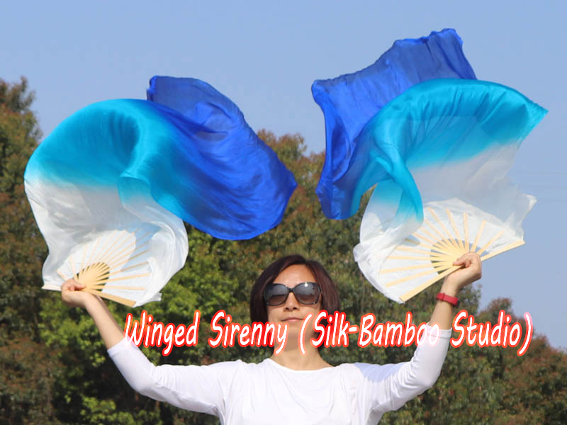 1 pair 1.1m (43") Royalty silk fan veils for kids