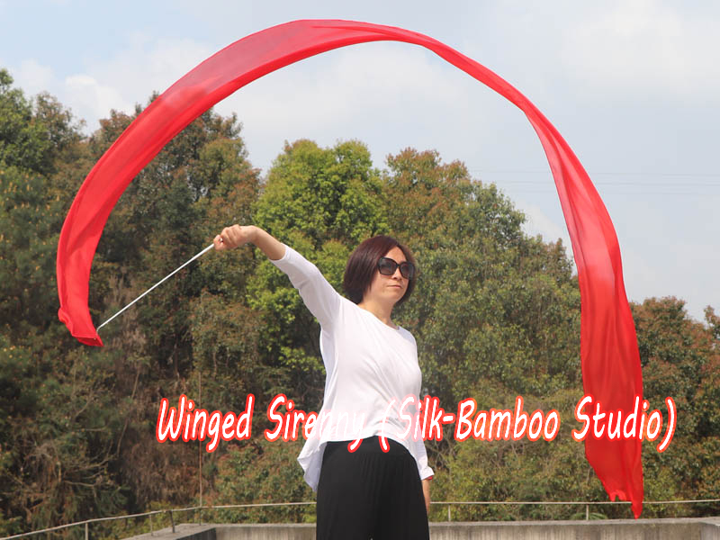 1 piece red 4m (4.4 yds) silk worship streamer