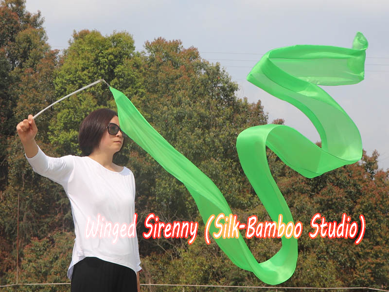 1 piece green 4m (4.4 yds) silk worship streamer