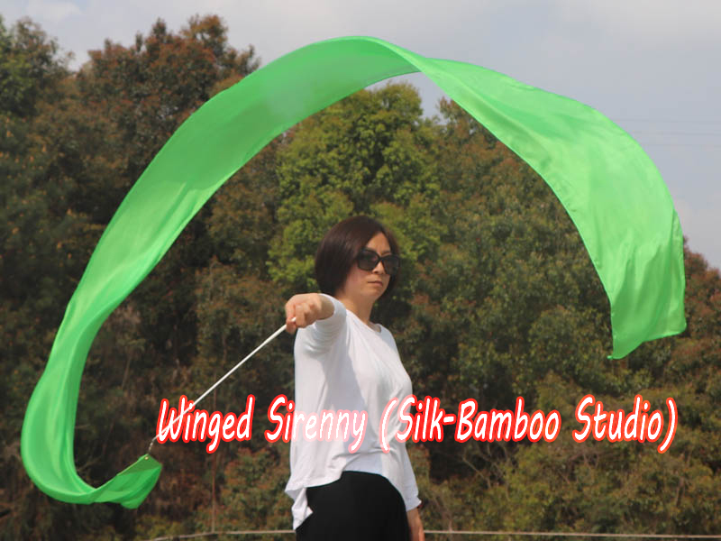 1 piece green 4m (4.4 yds) silk worship streamer