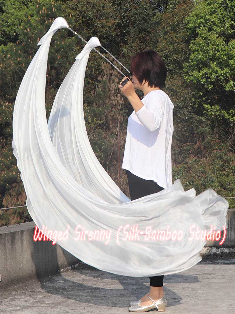 1 Piece white 1.8m (70") dance silk veil poi