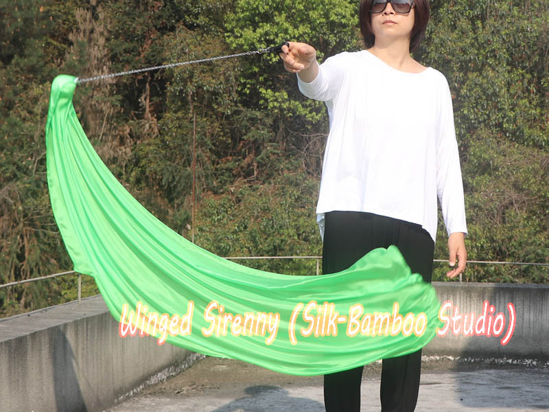 1 Piece green 1.35m (53") dance silk veil poi