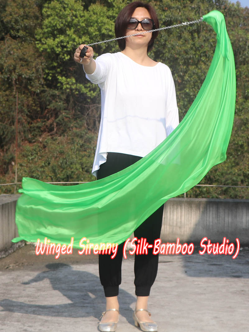 1 Piece green 1.35m (53") dance silk veil poi