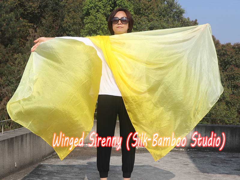1 piece yellow shading 5 Mommes belly dance silk veil 