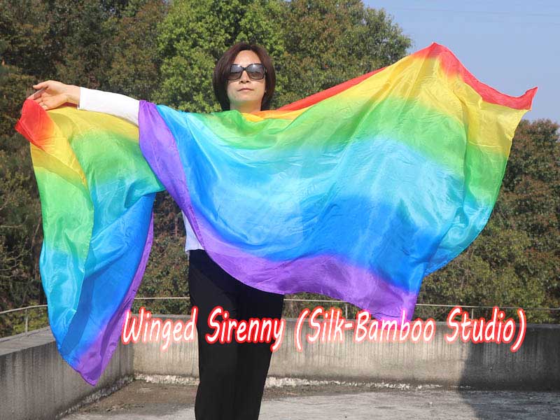 1 piece Rainbow 5 Mommes colorful belly dance silk veil 