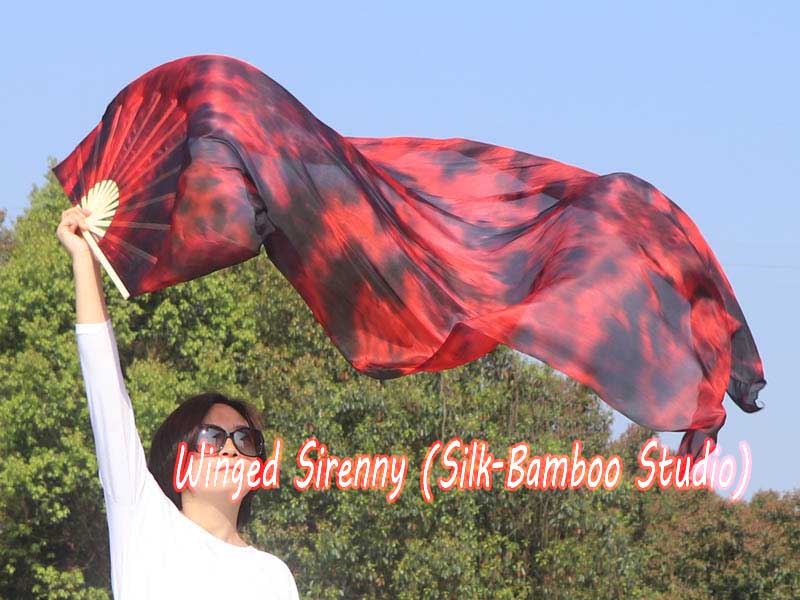 1 pair Lava 3G tie-dye belly dance silk fan veil