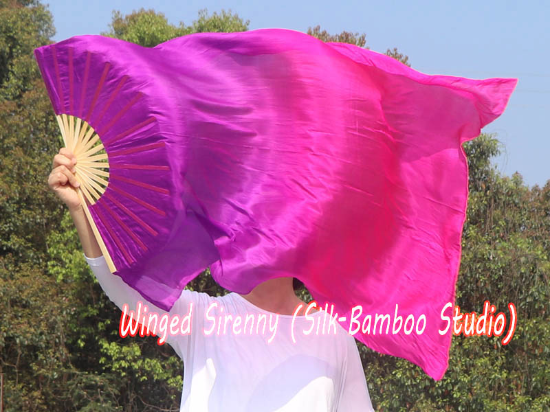 1 pair 1.1m (43") purple-pink silk fan veils for kids