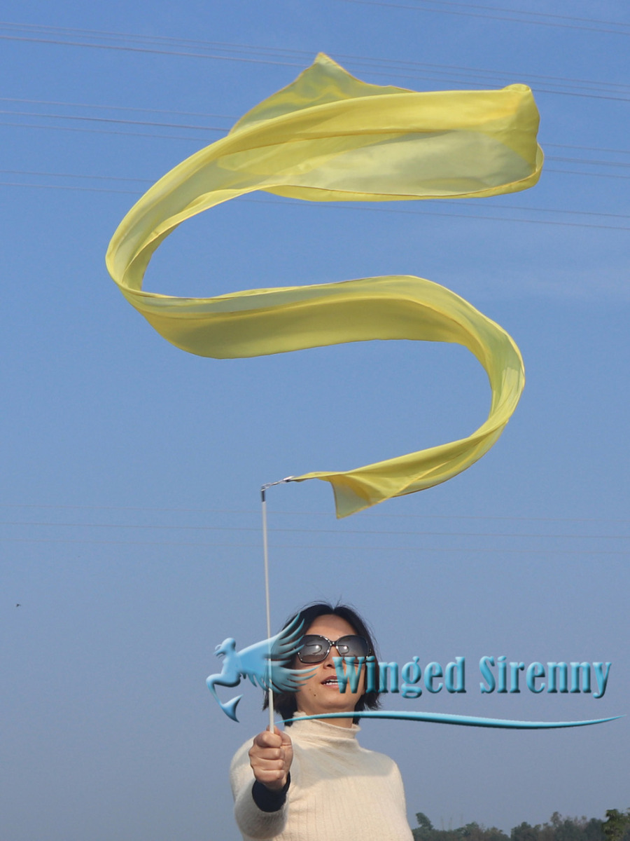 1 piece yellow 2.5m (98") silk worship streamer