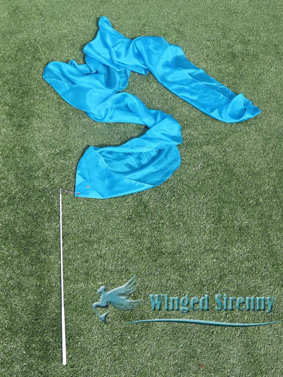 1 piece turquoise 2.5m (98") silk worship streamer