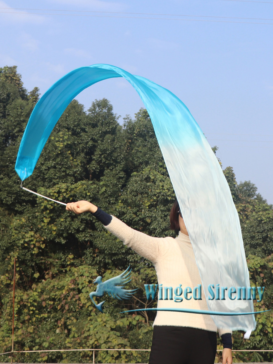 1 piece turquoise fading 2.5m (98") silk worship streamer