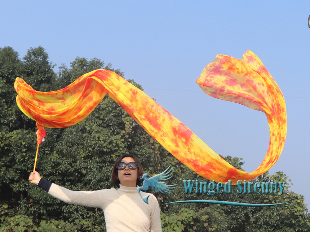 1 piece 4m (4.4 yards) Flame worship silk throw streamer