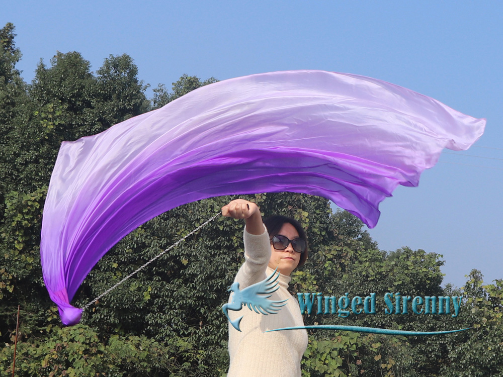 1 Piece purple fading 1.8m (70") dance silk veil poi