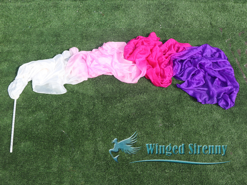 1 piece 4m (4.4 yards) white-light pink-pink-purple worship silk throw streamer