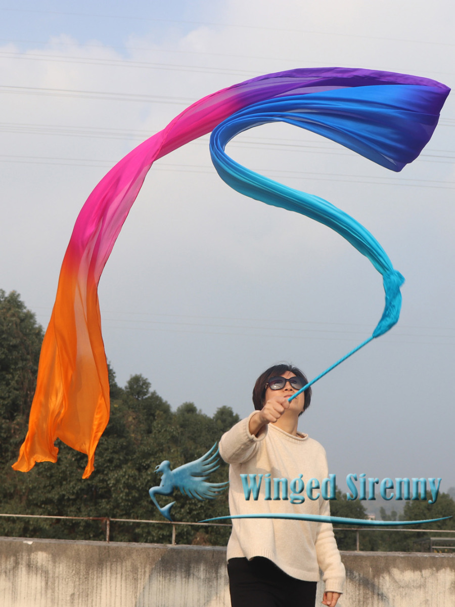 1 piece 4m (4.4 yards) Iridescence worship silk throw streamer
