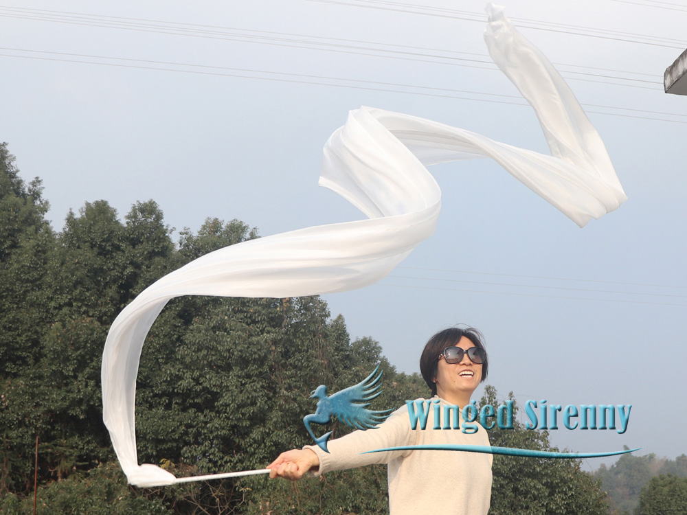1 piece 4m (4.4 yards) white worship silk throw streamer