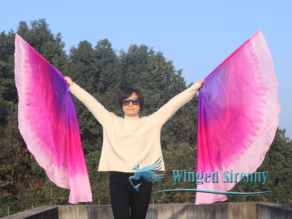 1 pair 180 cm (71") half circle prophetic angel wing silk flags, Prosperity