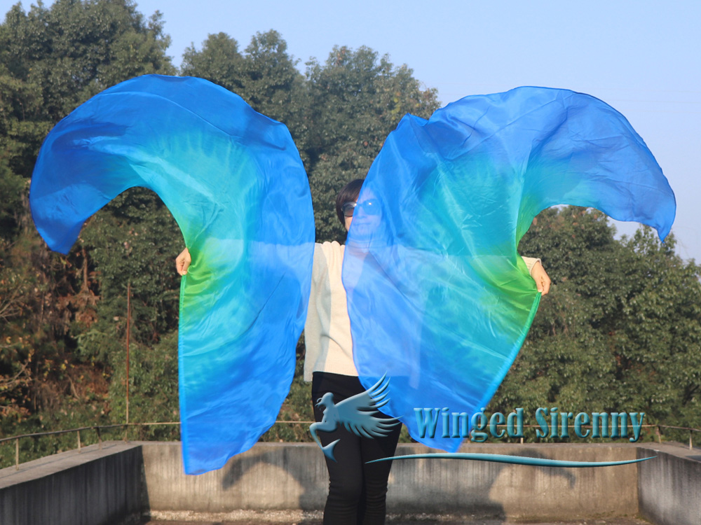 1 pair 180 cm (71") half circle prophetic angel wing silk flags, Adventure