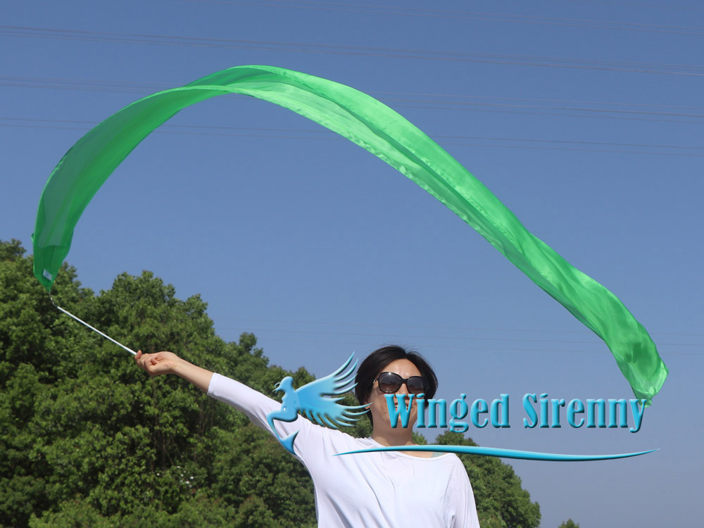1 piece green 2.5m (98") silk worship streamer