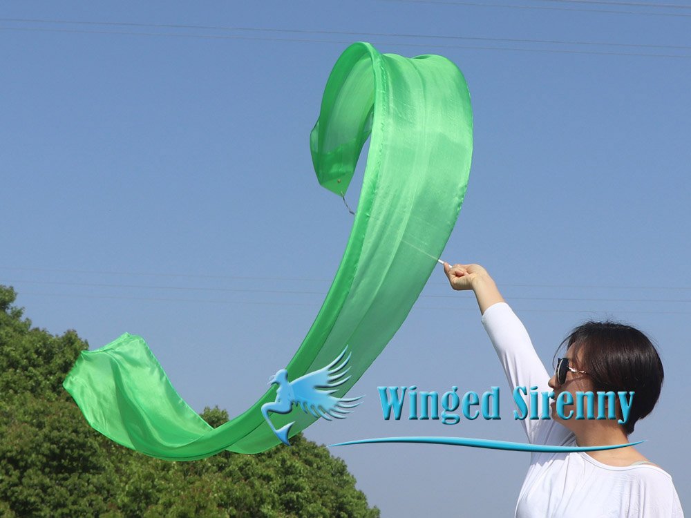 1 piece green 2.5m (98") silk worship streamer