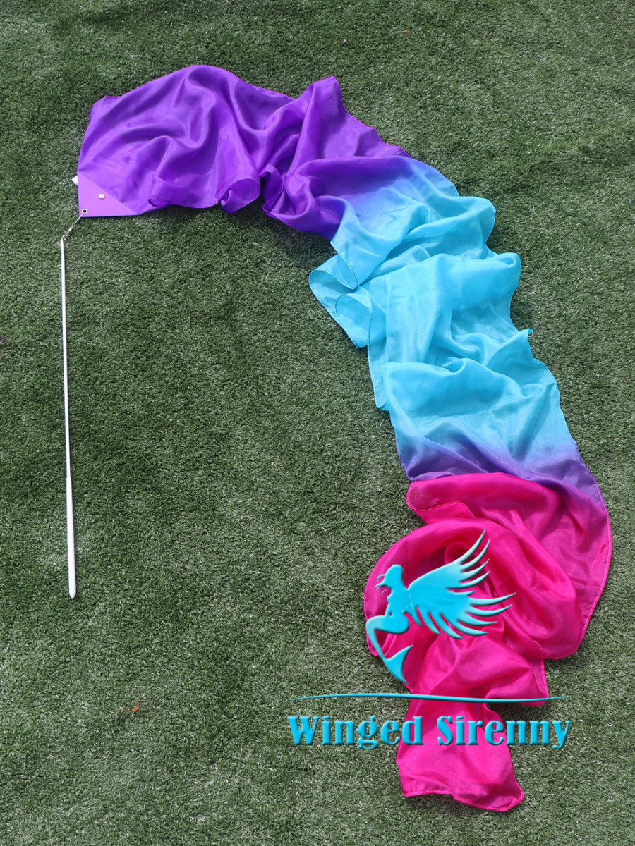 1 piece purple-turquoise-pink 2.5m (98") silk worship streamer