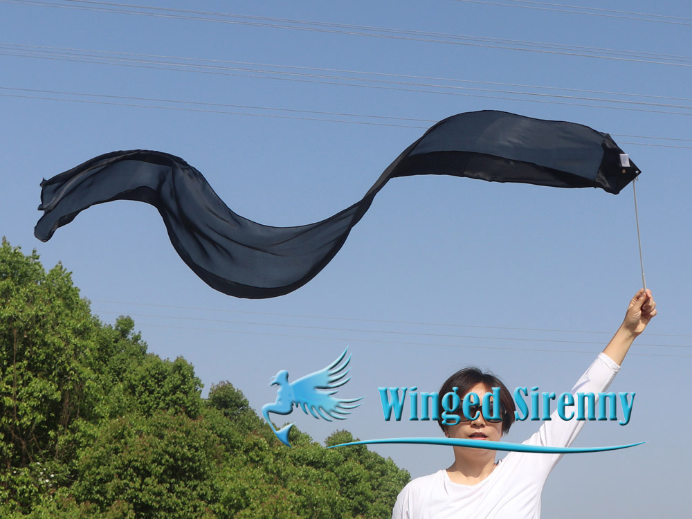 1 piece black 2.5m (98") silk worship streamer