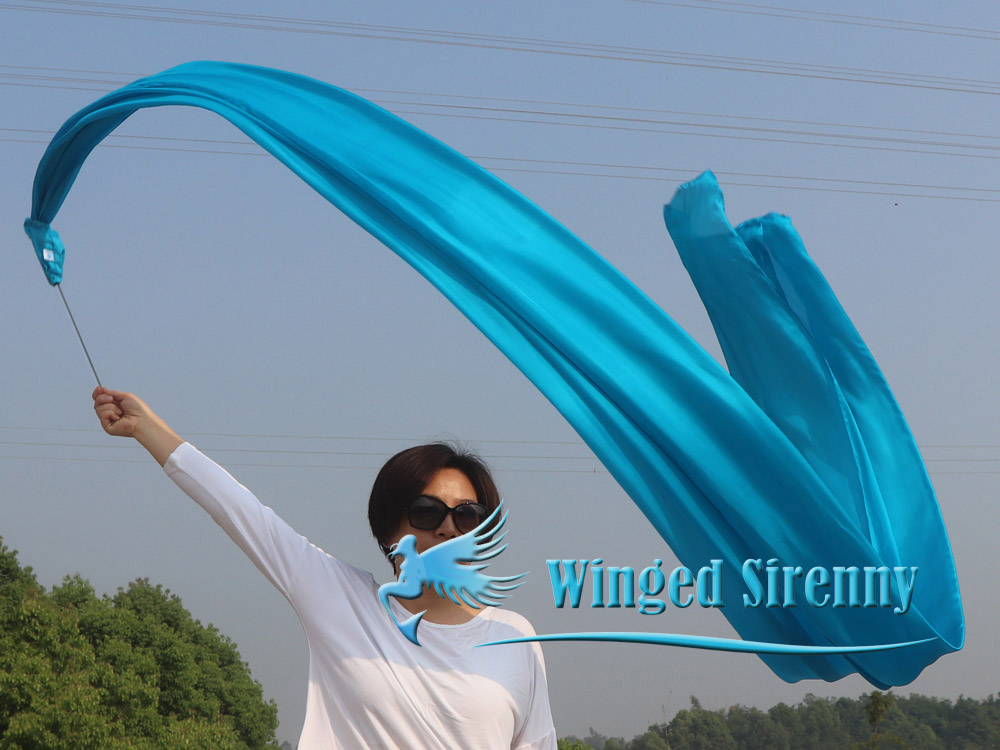 1 piece 4m (4.4 yards) turquoise worship silk throw streamer
