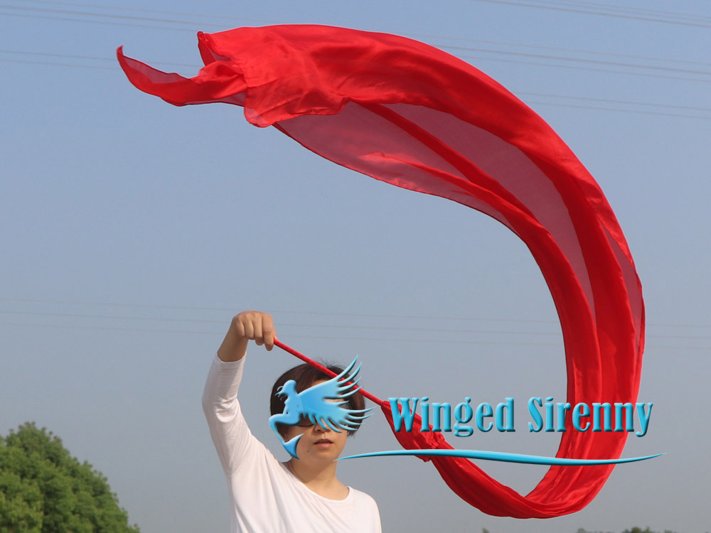 1 piece 2.5m (98") red worship silk throw streamer